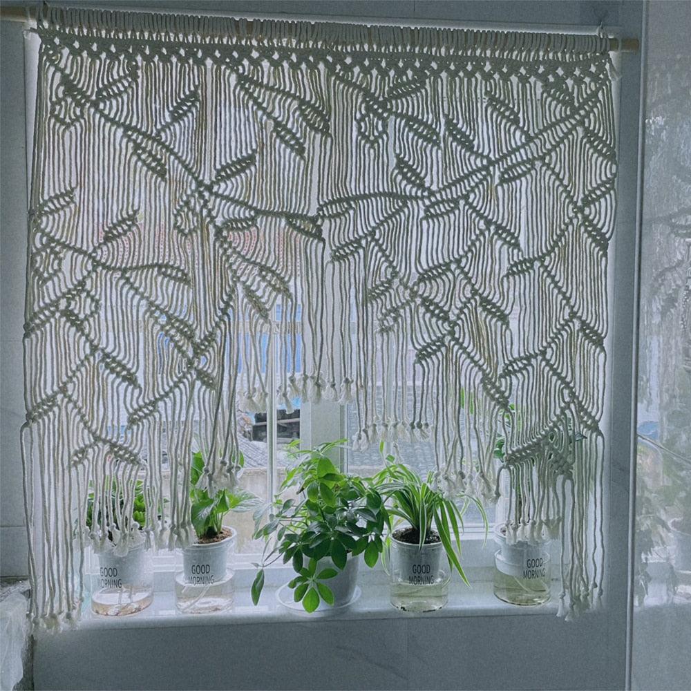 Handwoven Macrame Leaf Curtain Home Décor - artwallmelbourne