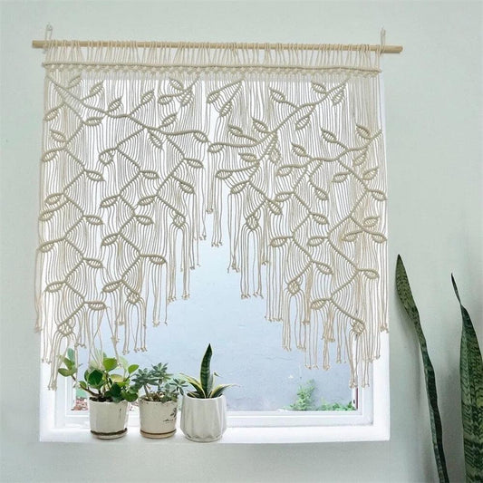 Handwoven Macrame Leaf Curtain Home Décor - artwallmelbourne