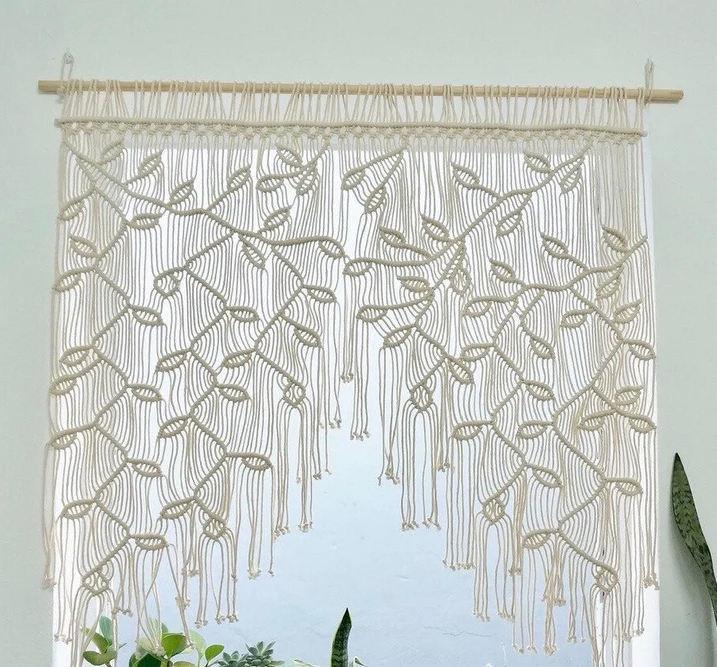 Handwoven Macrame Leaf Curtain Home Décor - artwallmelbourne