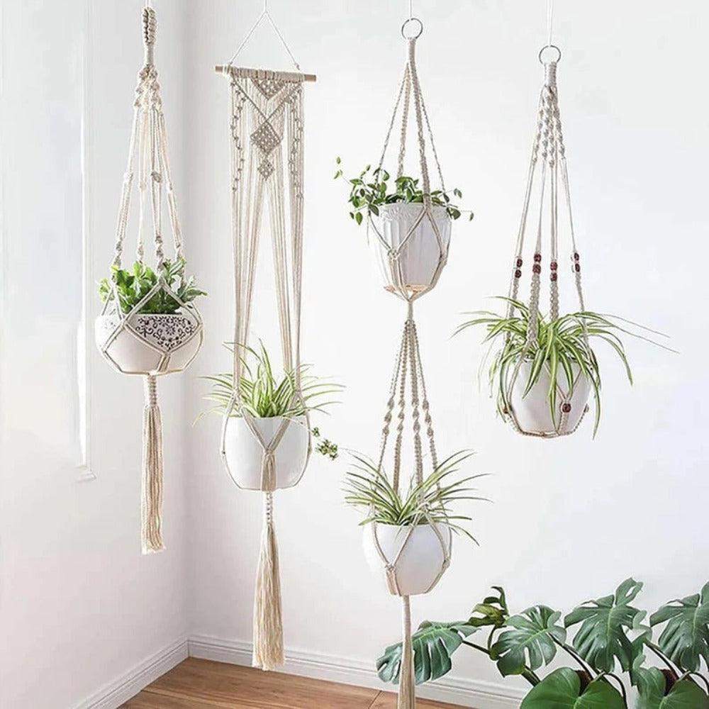 Handwoven Macrame Planters - 4 Pcs Set - artwallmelbourne