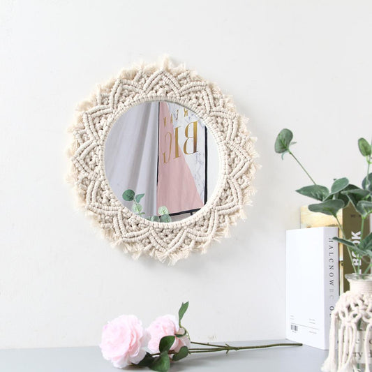 Hand-Woven Macrame Round Mirror - Fansee Australia