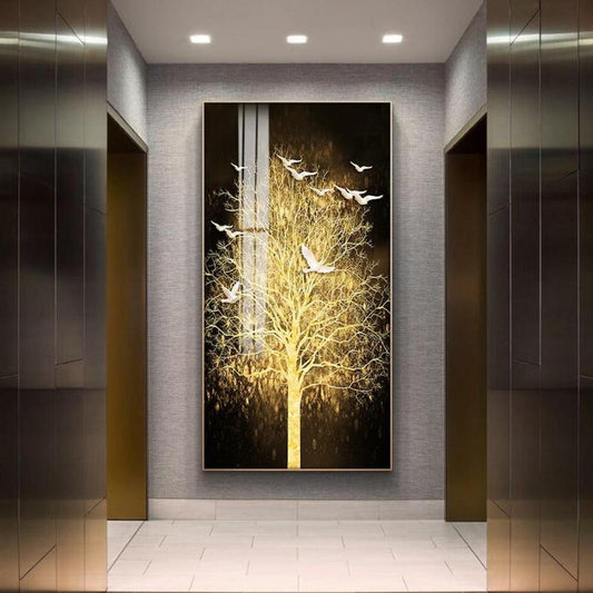 Golden Tree Wall Art Prints On Canvas - Fansee Australia