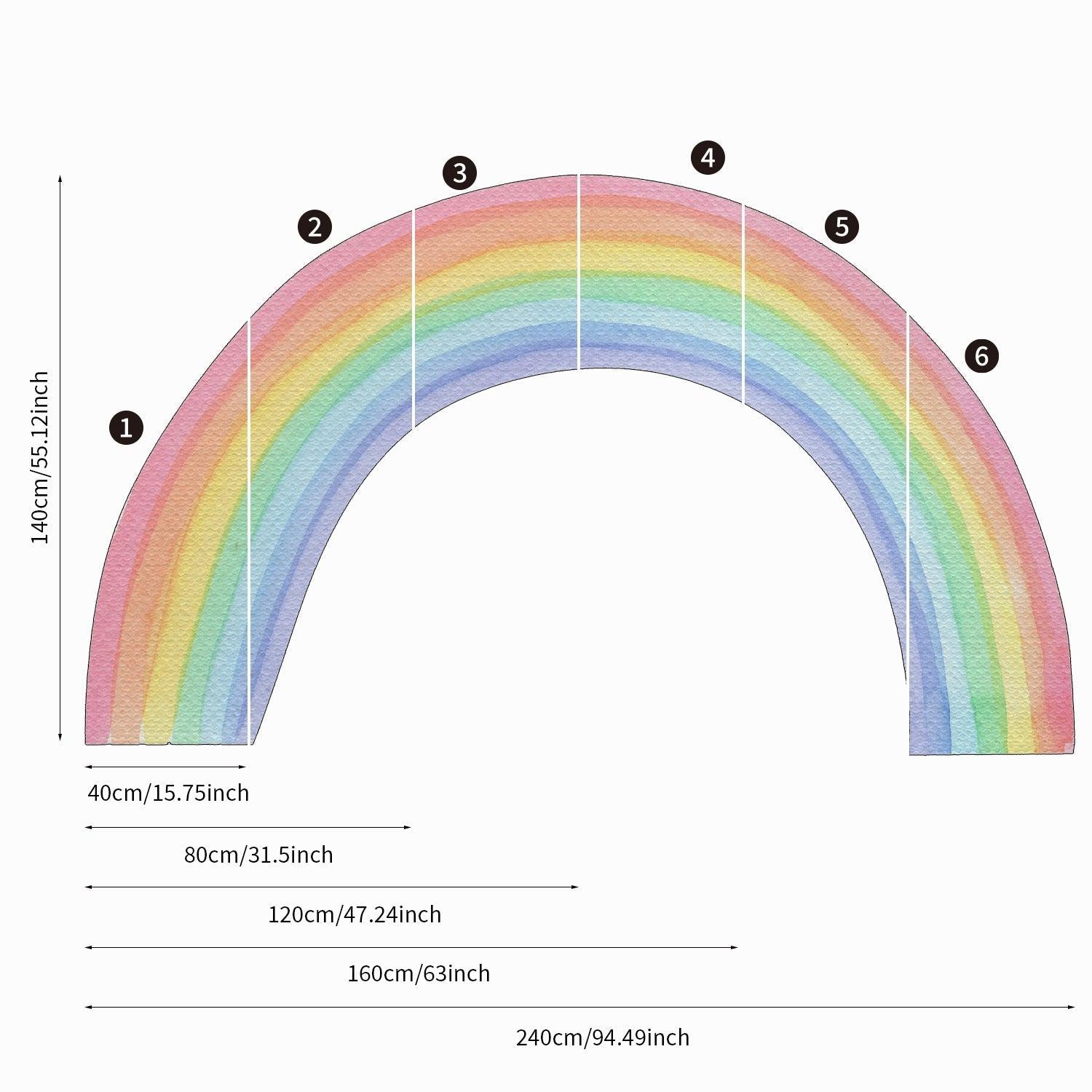 Large Fabric Multicoloured Rainbow Mural Wall Stickers - Fansee Australia