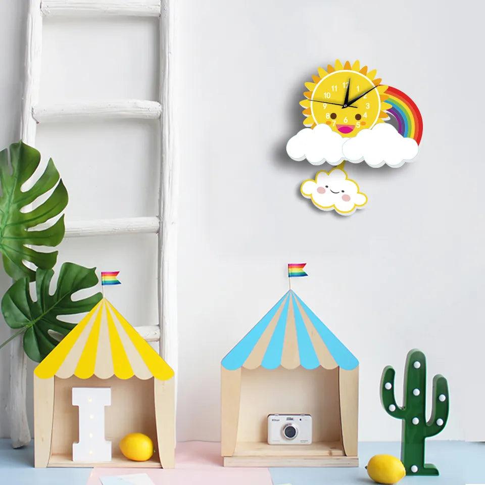 Magical Sun Rainbow Kid's Room Wall Clock - artwallmelbourne