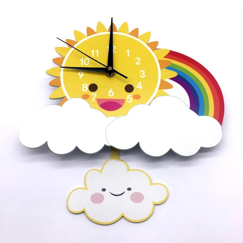 Magical Sun Rainbow Kid's Room Wall Clock - artwallmelbourne