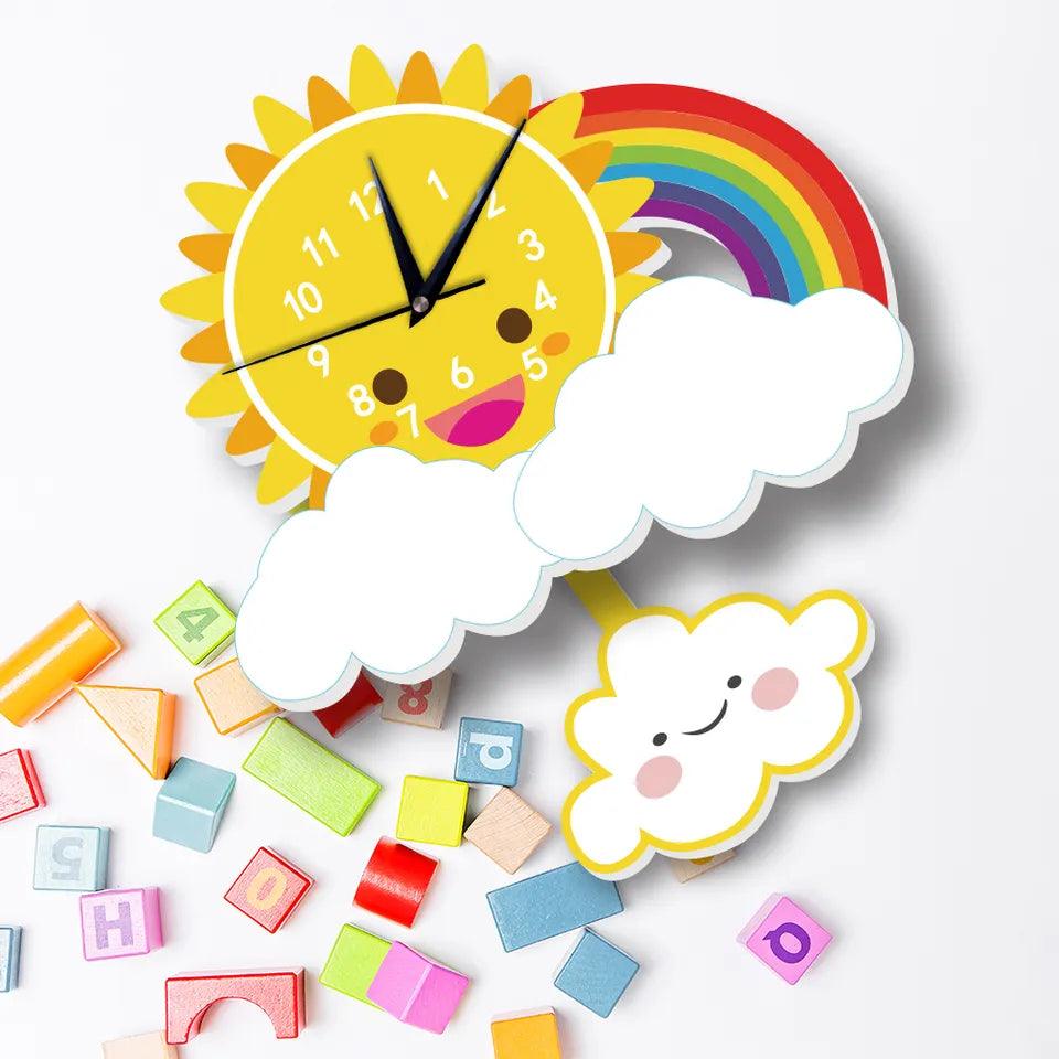 Magical Sun Rainbow Kid's Room Wall Clock - artwallmelbourne