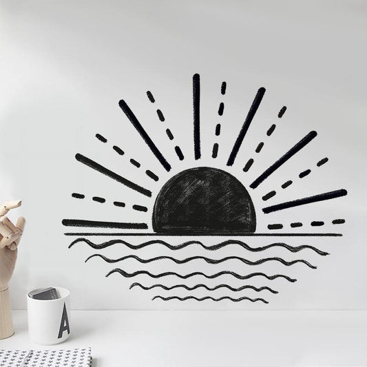 Minimalist Sun And Waves Wall Sticker - artwallmelbourne
