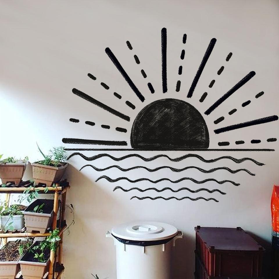 Minimalist Sun And Waves Wall Sticker - artwallmelbourne