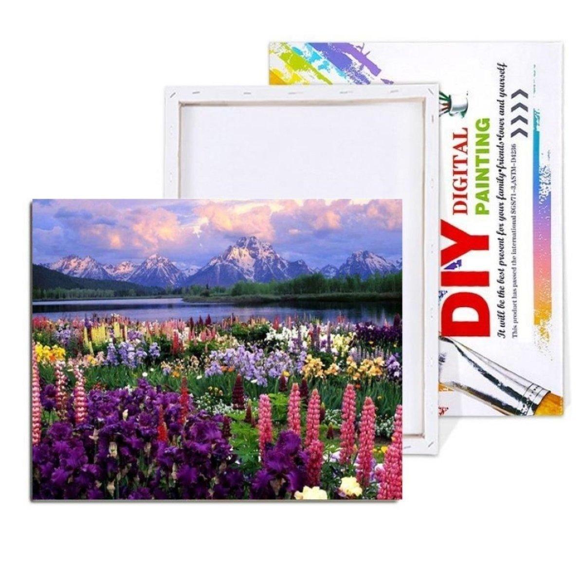 Mountain Flowers Painting With Numbers Kit (40x50cm Framed Canvas) - Fansee Australia