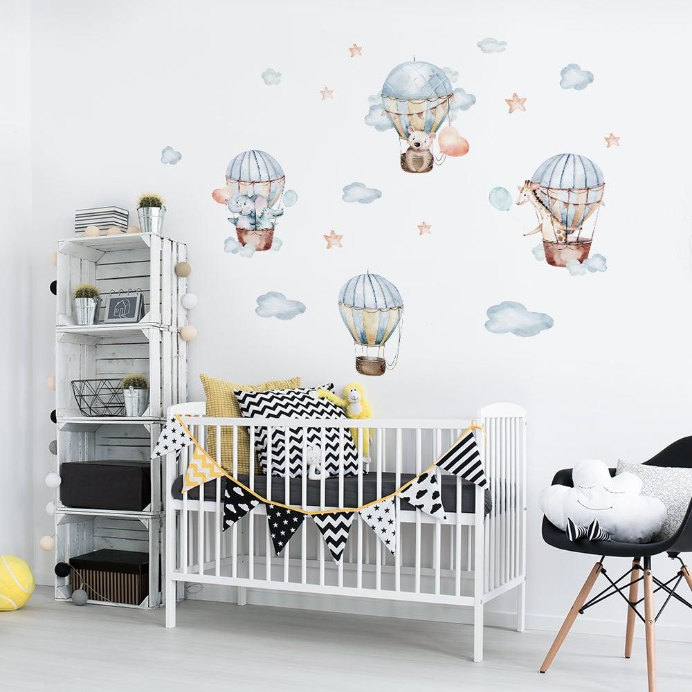 Cute Animals On Hot Air Balloons Wall Stickers - Fansee Australia