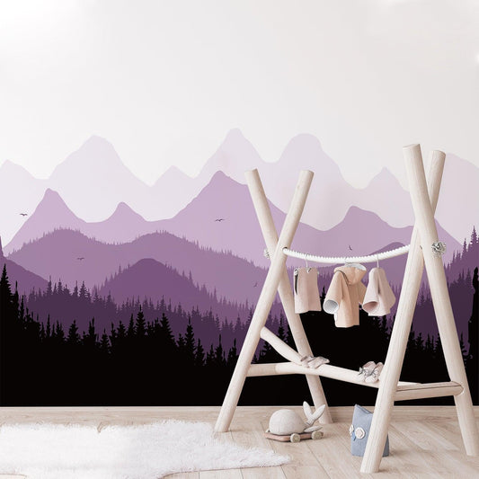 Purple Mountains Peel and Stick Fabric Wall Stickers - Fansee Australia