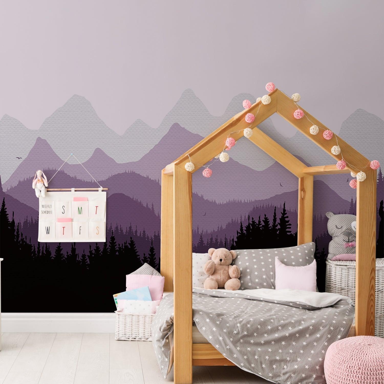 Purple Mountains Peel and Stick Fabric Wall Stickers - Fansee Australia