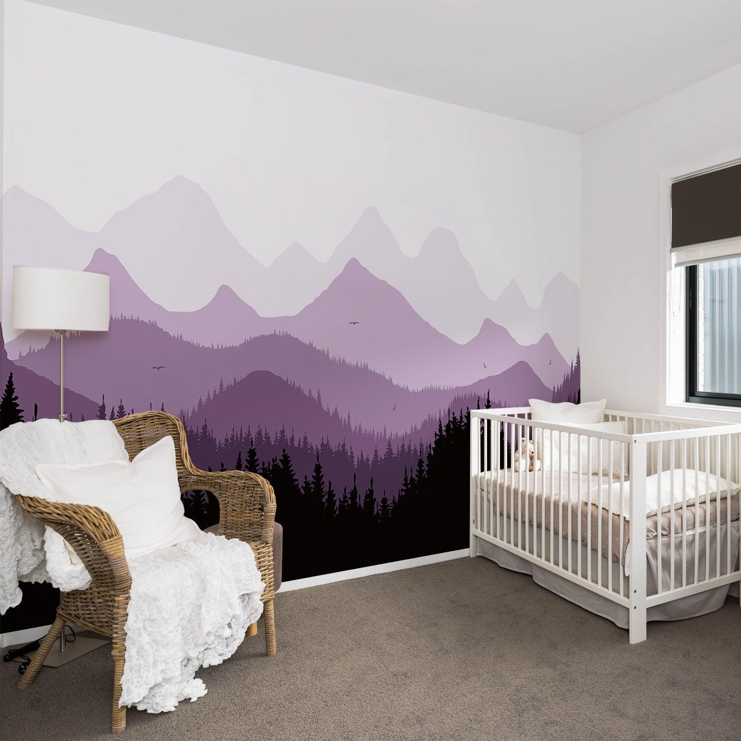 Purple Mountains Peel and Stick Fabric Wall Stickers - Fansee Australia