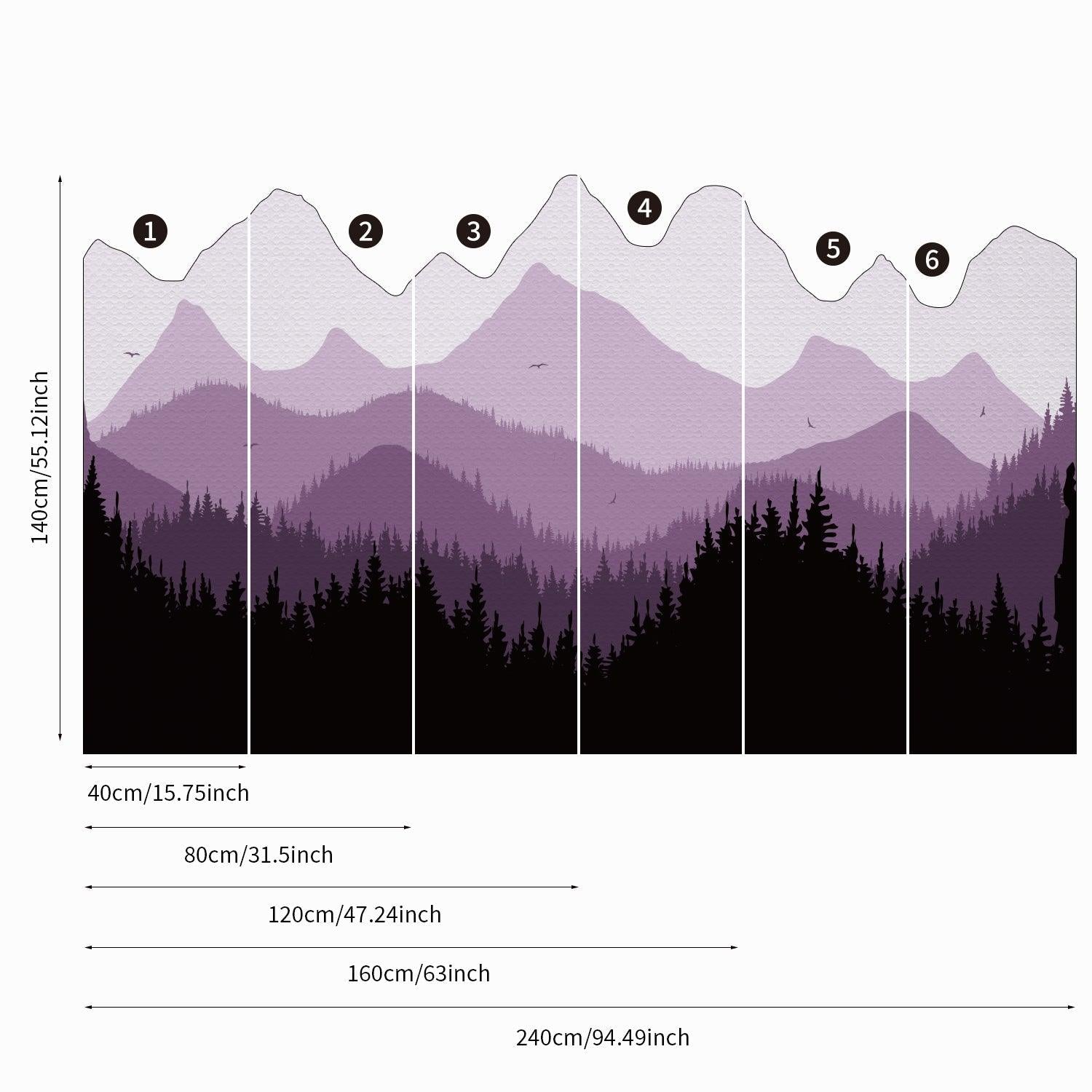 Purple Mountains Peel and Stick Fabric Wall Stickers - Fansee Australia