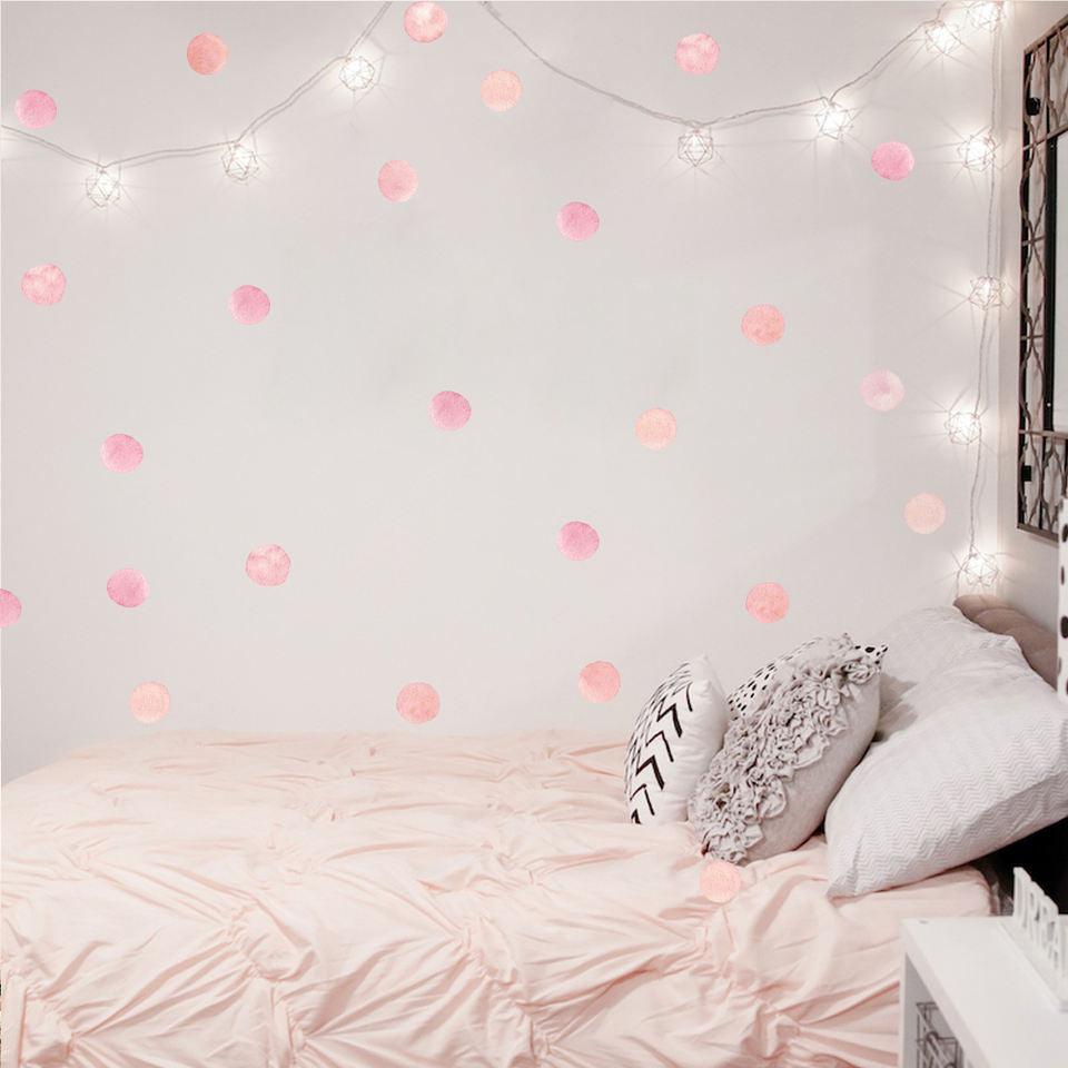 Pink Watercolour Rainbow And Dots Wall Stickers - artwallmelbourne