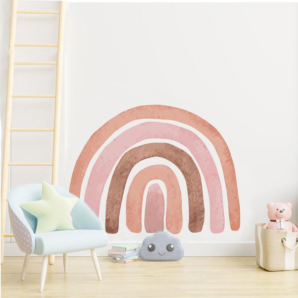 Pink Watercolour Rainbow And Dots Wall Stickers - artwallmelbourne