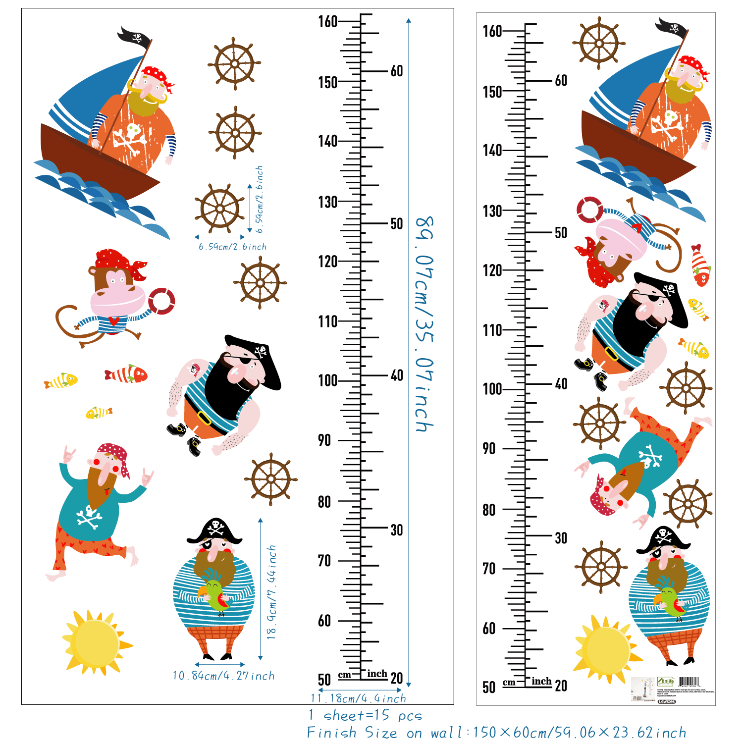 Pirates Growth Chart Wall Stickers - Fansee Australia