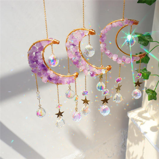 Sun Catcher With Raw Crystal Art Wall Hanging - artwallmelbourne