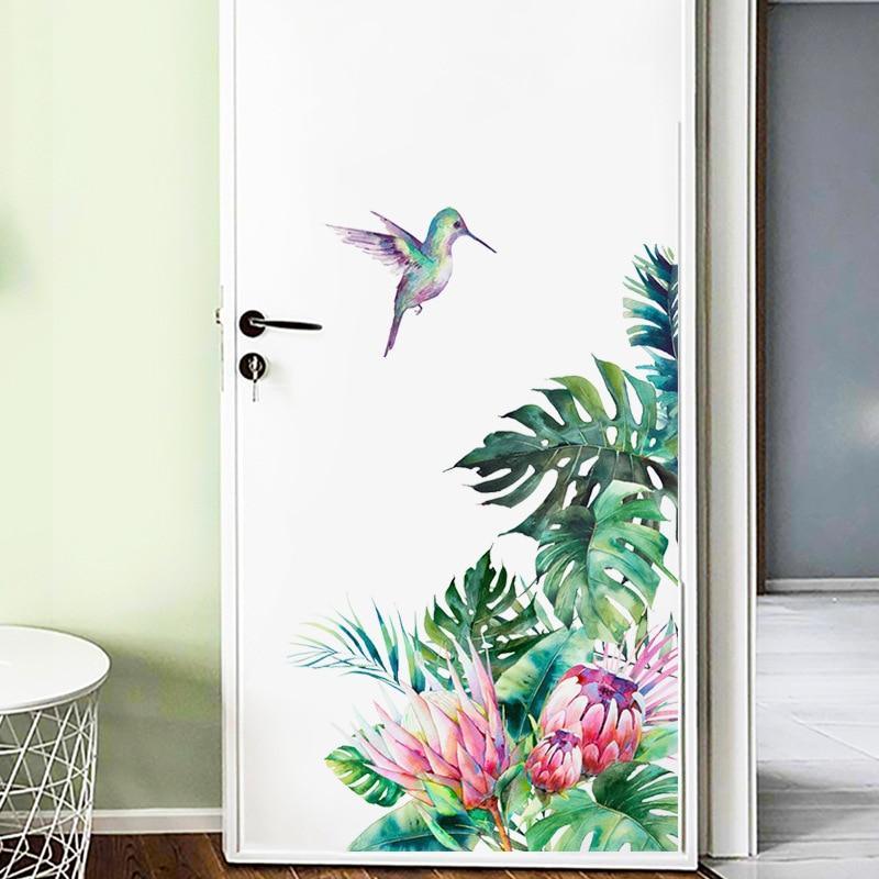 Stunning Bird And Tropical leaves flowers Wall Stickers - Fansee Australia