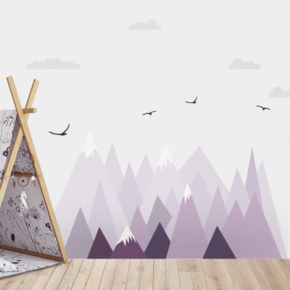 Violet Triangle Mountains Peel and Stick Fabric Wall Stickers - Fansee Australia