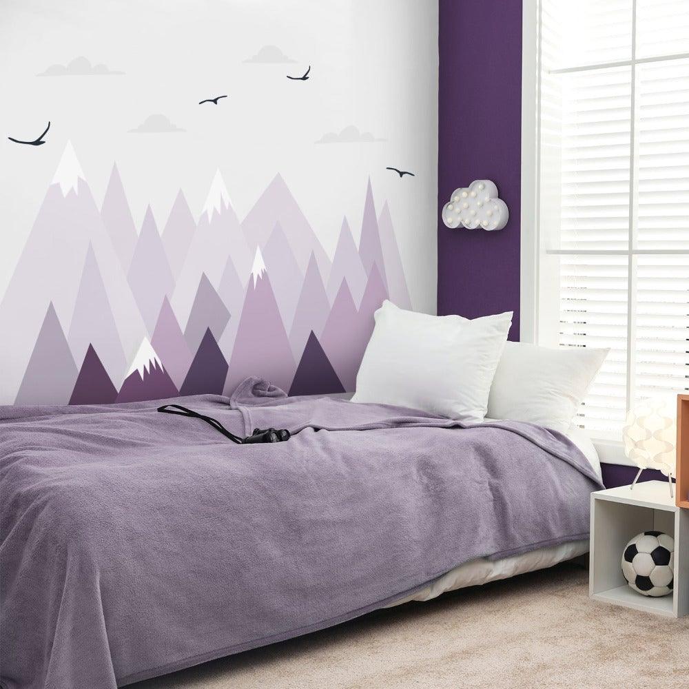 Violet Triangle Mountains Peel and Stick Fabric Wall Stickers - Fansee Australia