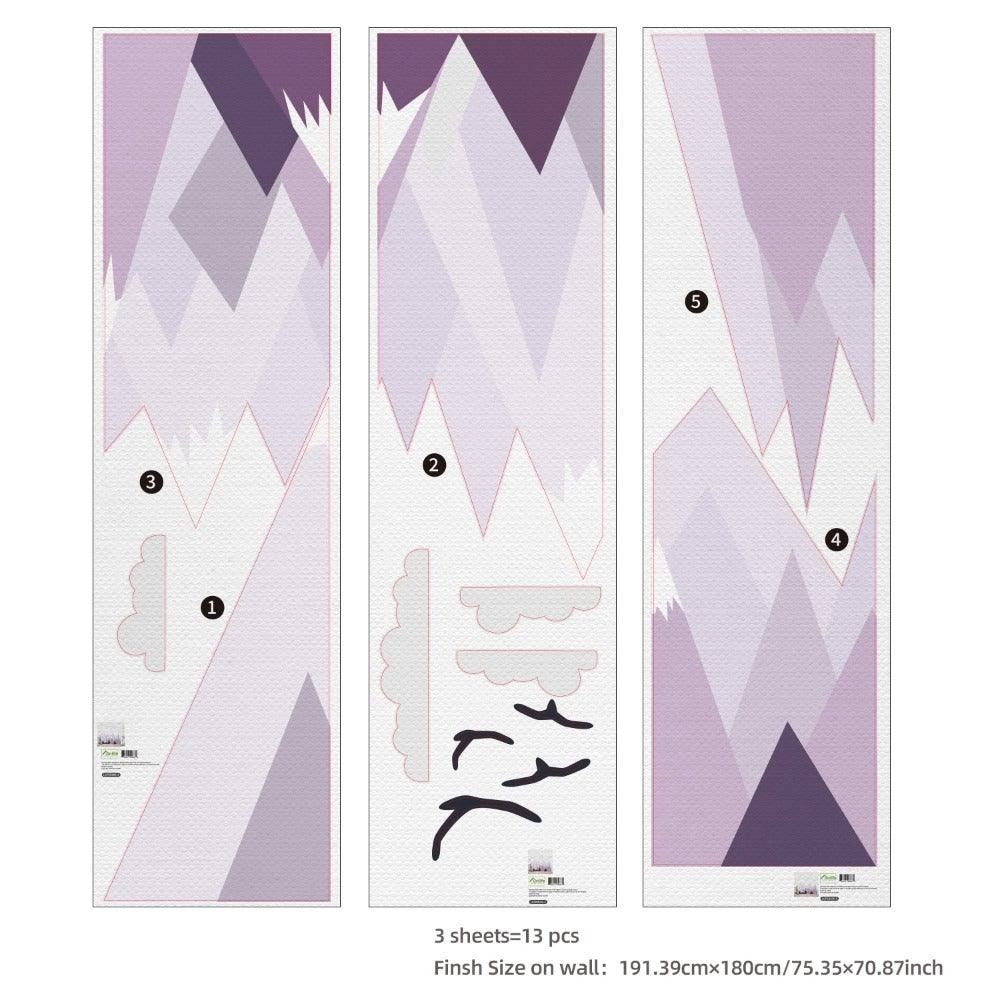 Violet Triangle Mountains Peel and Stick Fabric Wall Stickers - Fansee Australia