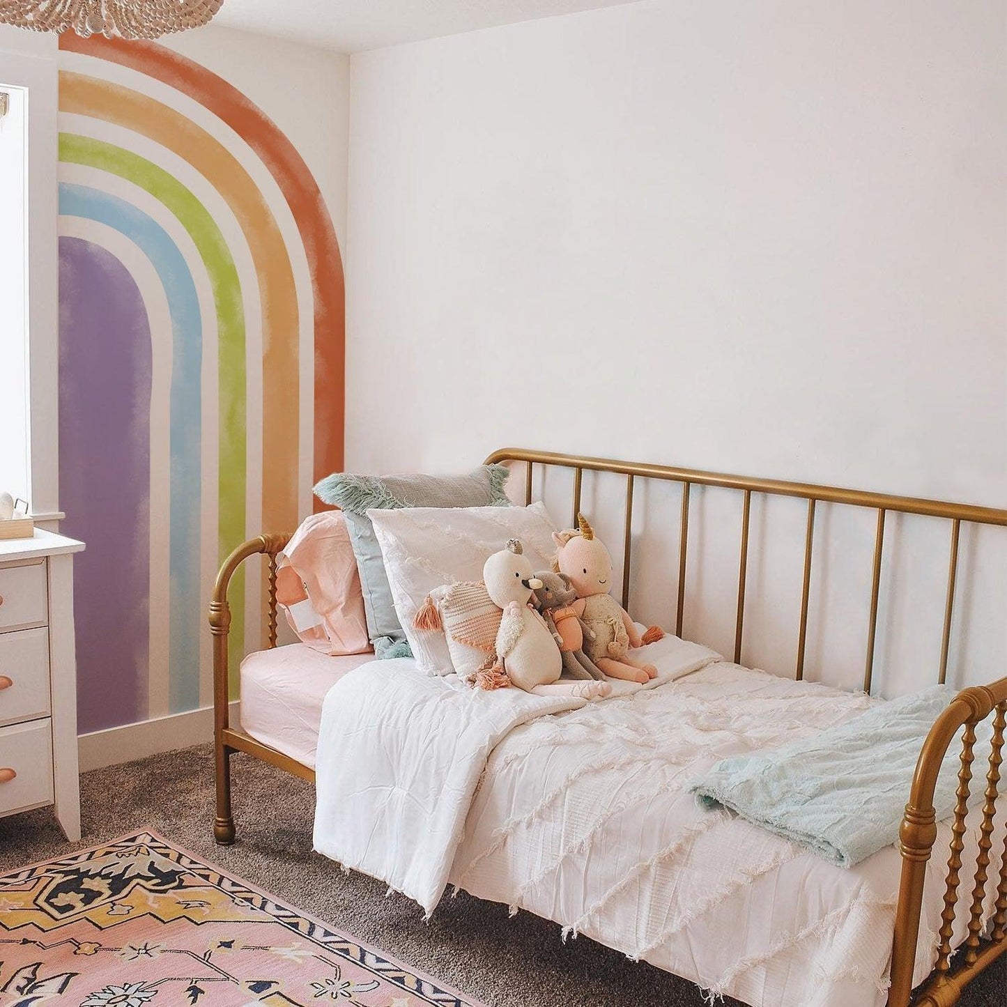 Waterproof Pre-peeled Watercolor Half Rainbow Wall Sticker Mural - Fansee Australia