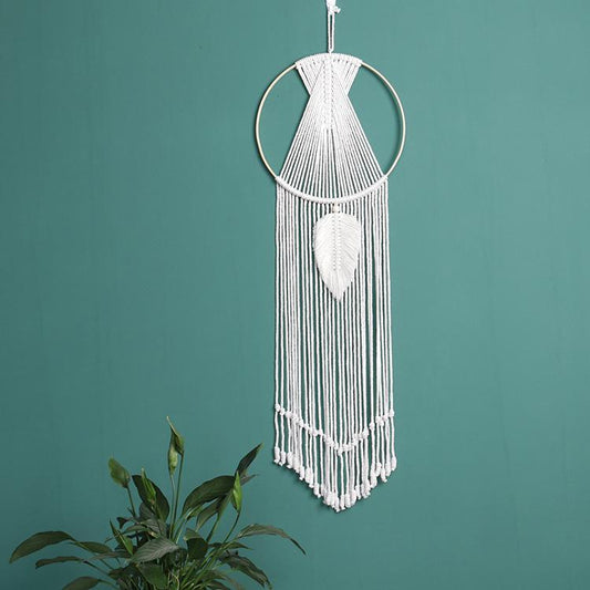 Macrame Dream Catcher Wall Hanging with Tassels - White - Fansee Australia