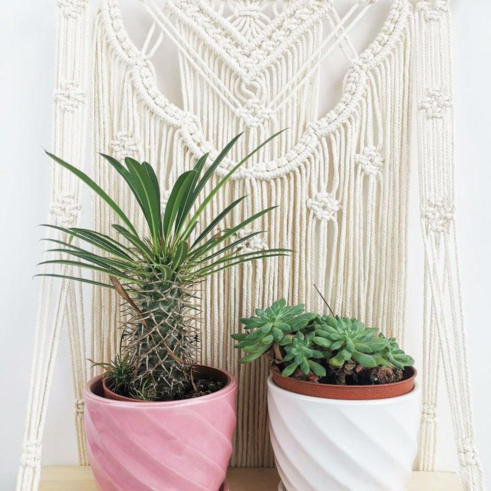 macrame plant hanger australia Wooden Floating Shelf Macrame Wall Hanging Planter | Macrame Plant Hanger